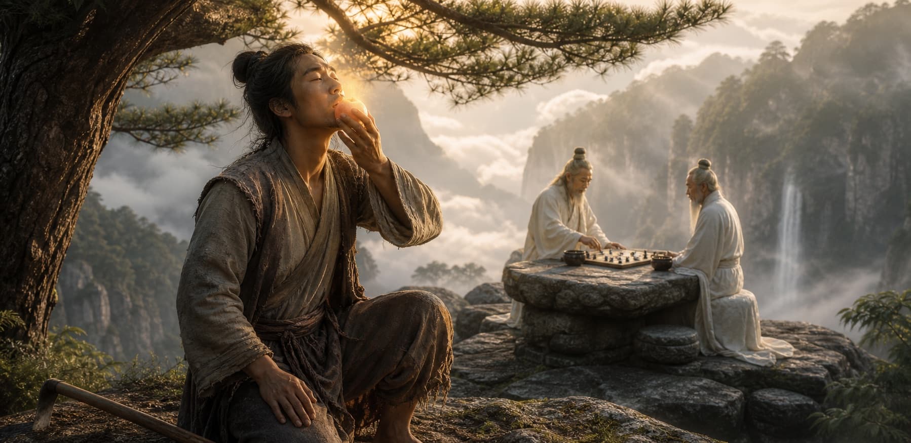 Lord Zhang meeting immortals and awakening through the peach